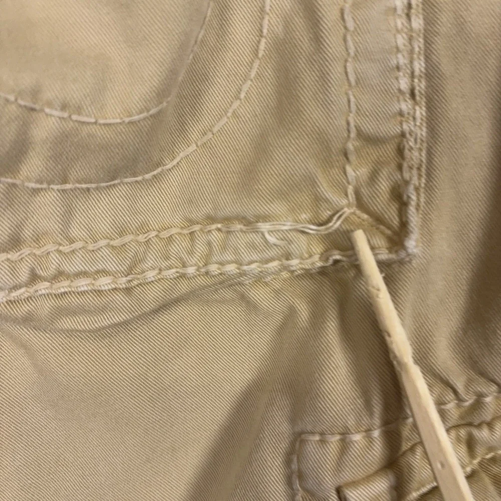 True Religion Cargo Shorts Mens 36 Khaki Cotton Utility Flap Pockets Baggy